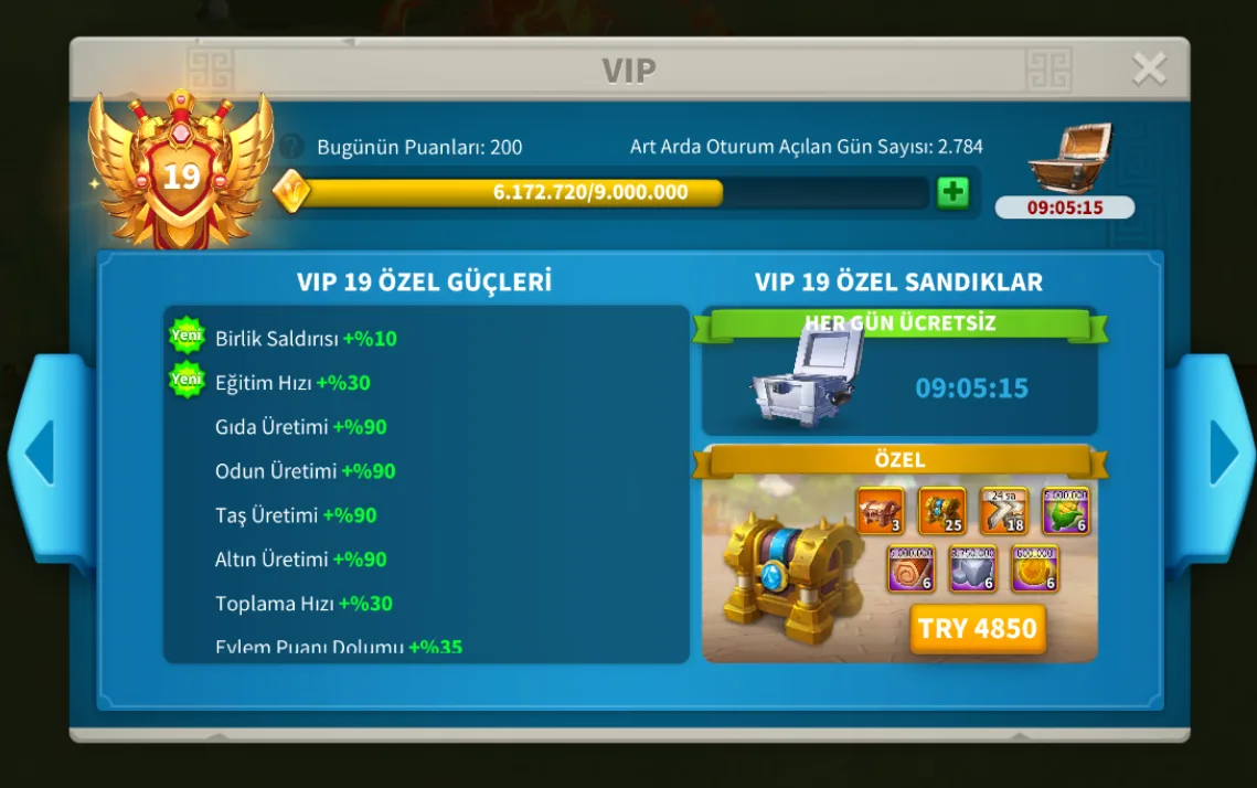 vip 19 7 kıta full meta 5 seviye setli süvari ağırlıklı