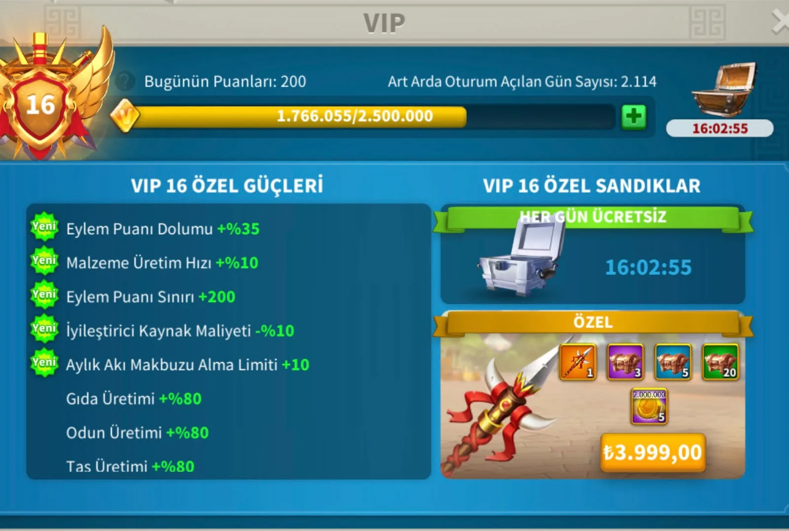 vip 16 süvarisi güzel kelepir hesap